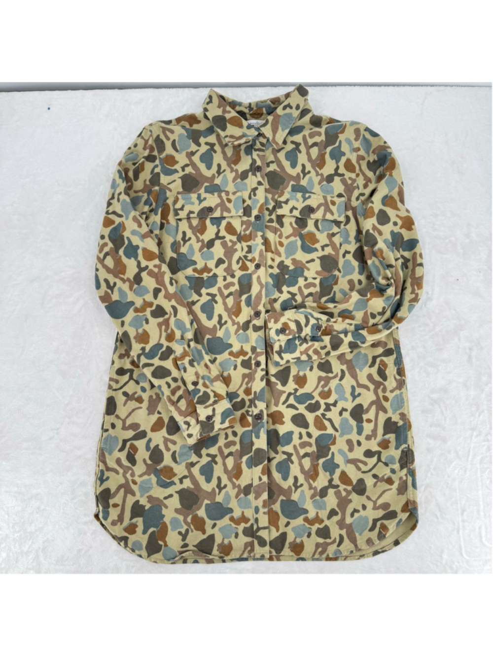LL Bean Ladies Chamois Camo Tunic Shirt Signature Archive Series Cotton Flannel